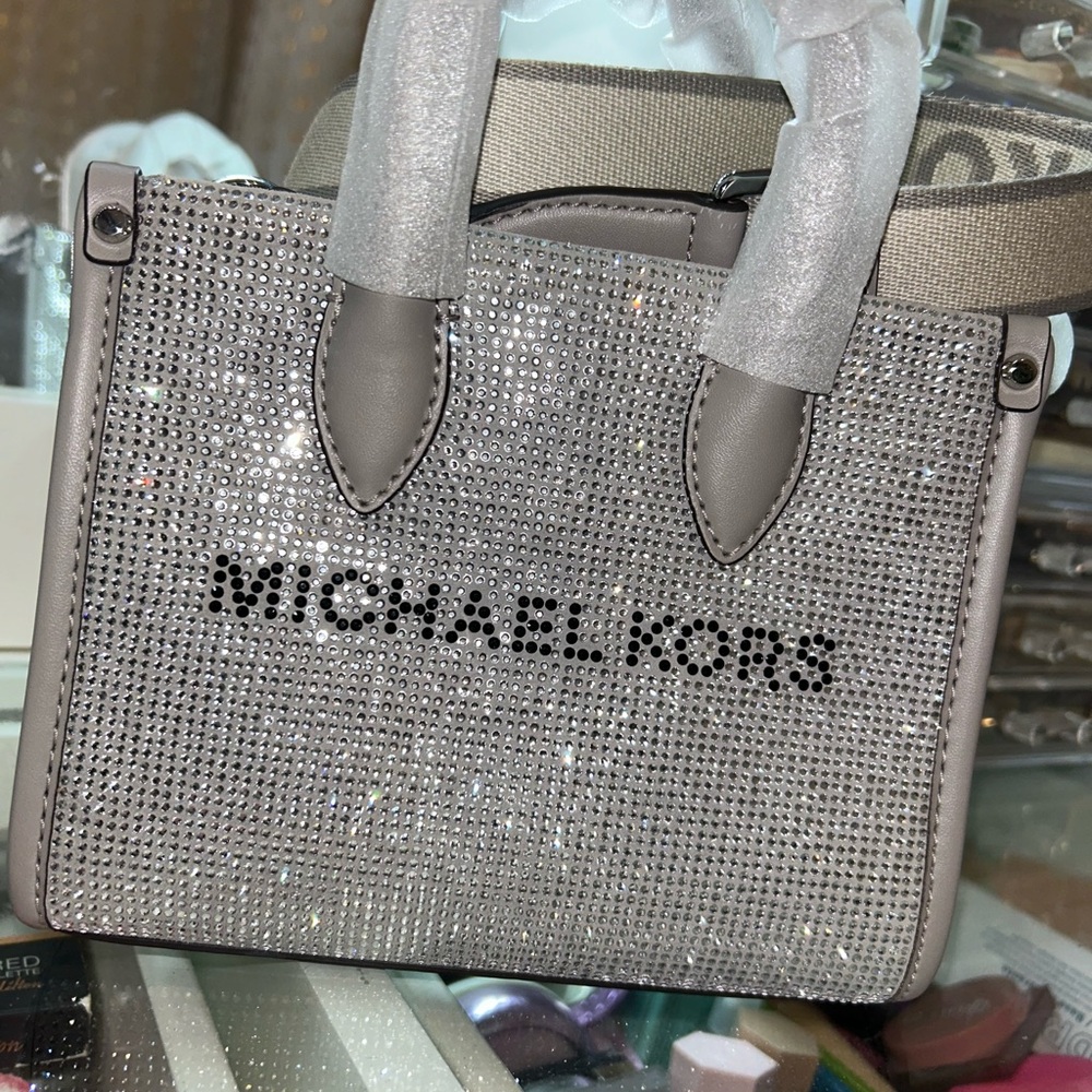 Michael Kors Silver Mini Bag with Sparkly Texture